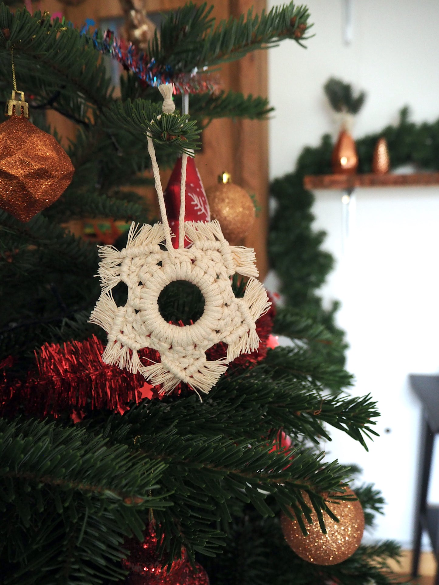 Anhänger Snowflake XMAS Ornament Baumschmuck - Knotwork orange