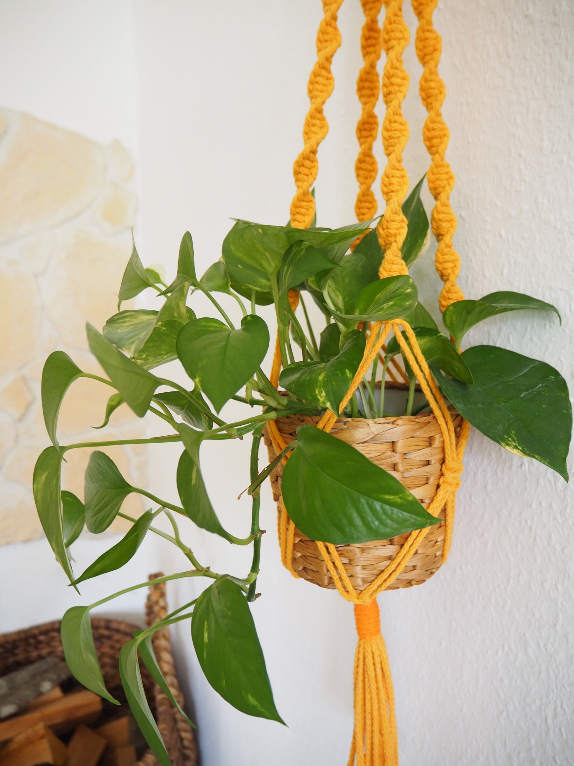 XL Blumenampel "1969" - mango & orange - Knotwork orange