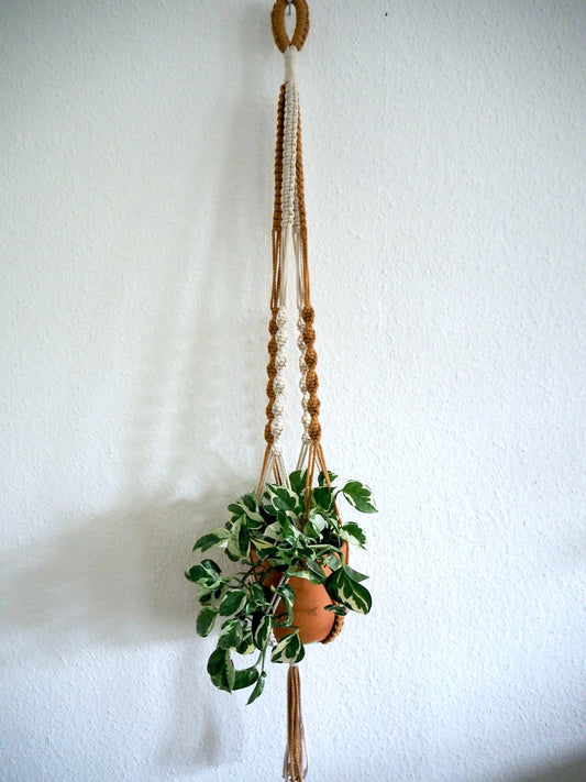 Blumenampel "1969" - honey & natur - Knotwork orange